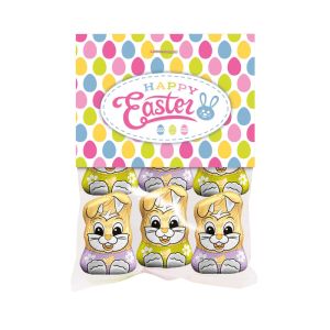 30 g Gold-Bunnies im Flachbeutel mit Werbereiter