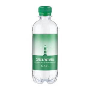 330 ml natürliches Mineralwasser classic in Miniflasche mit Werbeetikett