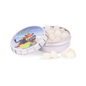 Springdeckeldose mit Japanischer Minze Bonbons und mit Logodruck