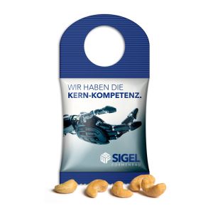 Bottle Bag mit Cashewkernen und mit Logodruck