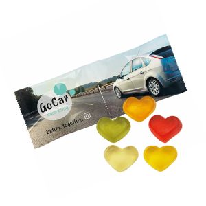 2er HARIBO Mini-Herzen Fruchtgummi Kettenbeutel mit Werbebedruckung