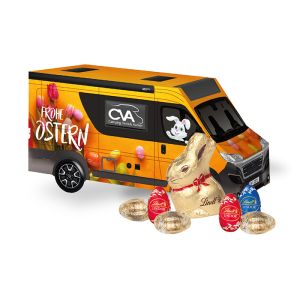 3D Oster Camper Lindt Goldhase und Schoko-Eier mit Werbebedruckung