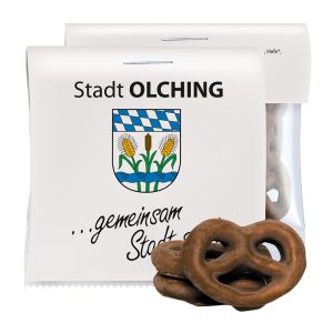15 g Express Mini Brezeln mit Schokolade überzogen mit Werbereiter