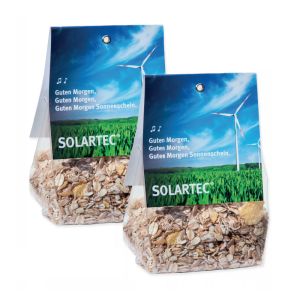 120 g Früchte Müsli im Bodenbeutel mit Werbereiter