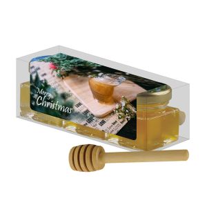 120 ml 3er Bio Honig-Set mit Werbeetikett und einem Honiglöffel