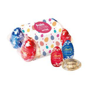 Lindt Mini-Ostereier 6er Set in Eierblister mit Werbebanderole