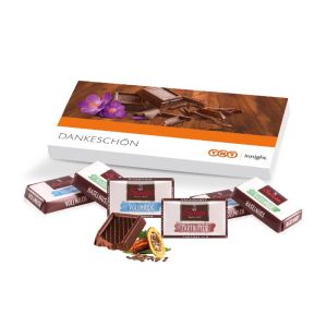 Sarotti Täfelchen in Präsentbox mit Werbedruck