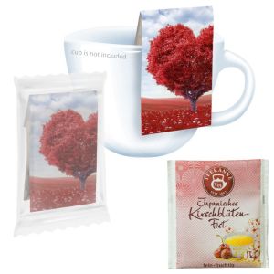 Beuteltee Japanisches Kirschblüten-Fest mit Werbereiter und Bedruckung