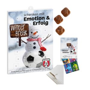 Schokoladen-Adventskalender mit Werbeeinleger und Rundumdruck