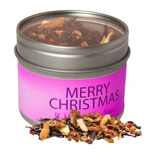 Weihnachtstee Omas Bratäpfelchen in Sichtfensterdose mit Werbe-Etikett