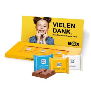 Mailing Präsentbox Ritter SPORT Mini Schokotäfelchen mit Werbedruck