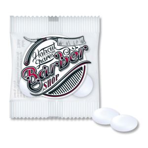 2er mentos GUM im Werbeflowpack mit Logodruck
