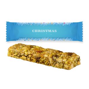 30 g Bio Bratapfel Müsliriegel im Flowpack mit Werbedruck