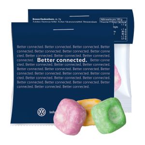 Express bunte Brause Kaubonbons im Tütchen mit Werbereiter