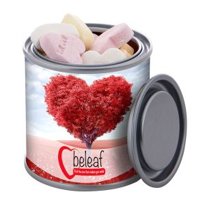 83 g Fruchtherzen in Mini-Farbdose mit Werbebanderole