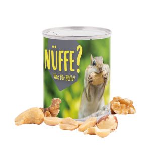 Nuss Cocktail-Mix in Snack Dose mit Werbe-Papieretikett