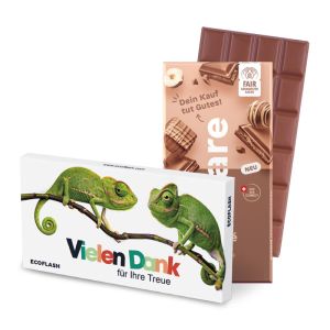 100 g Tafel share Praliné Milchschokolade in Versandkartonage mit Werbedruck