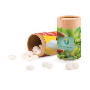 Midi Papierdose Mentos Gum mit Papieretikett und Logodruck