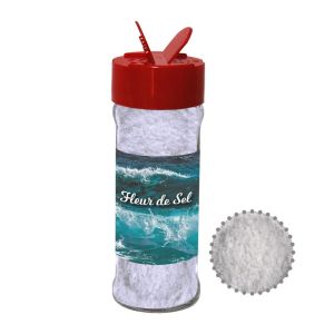 40 g Fleur de Sel im Gewürzstreuer mit Werbeetikett