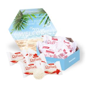 50 g Ferrero Raffaelo in mini 6-Eck Präsentbox mit Werbedruck