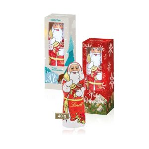 40 g Lindt Schokoladen Weihnachtsmann mit Werbedruck