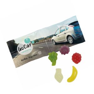 2er HARIBO Mini-Tropi-Frutti Fruchtgummi Kettenbeutel mit Werbebedruckung