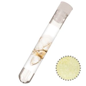 9 g Knoblauchsalz im Reagenzglas mit Werbeetikett.