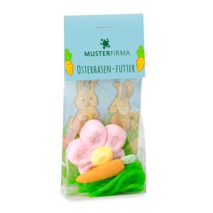 Naschbeutel Osterhasen-Futter mit Werbereiter