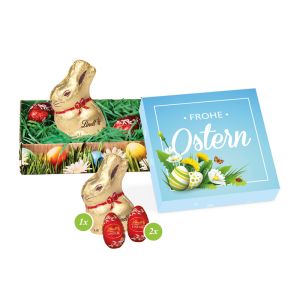 Süßer Ostergruß im Werbekarton mit Logodruck