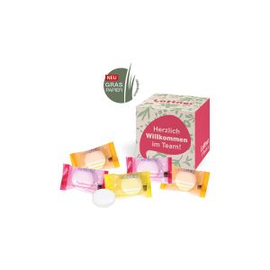 Werbewürfel mit SADEX Traubenzucker und Logodruck