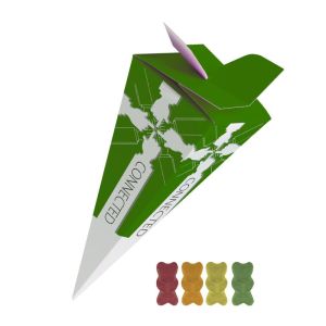 30 g Bio Gummibärchen ohne Gelatine in Präsent-Pyramide mit Werbedruck