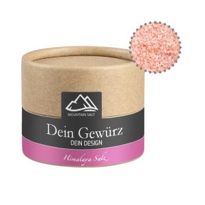75 g Rosa Kristallsalz in Kraftpapierdose Mini mit Werbeetikett