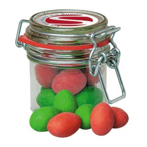 70 g bunter Mandel-Mix im Bonbonglas mit Werbe-Etikett