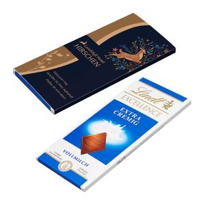 Lindt & Sprüngli EXCELLENCE Vollmilch-Schokoladentafel im bedruckbaren Werbeschuber