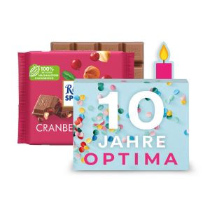 100 g Ritter SPORT in Kerzen-Kartonage mit Werbedruck