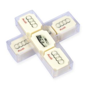 50 g bedruckte Nougat-Pralinés in Klarsichtbox