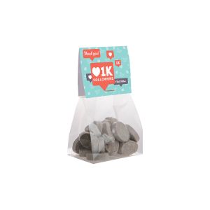 50 g Hustenbonbons in Standbodenbeutel mit Werbereiter