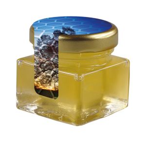 40 ml Bio Lindenhonig im Glas mit Siegeletikett und Logodruck