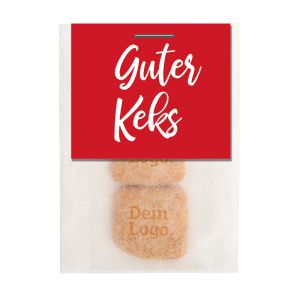 3er Pack Bio Logo Keks in Quadroform im transparenten Papiertütchen