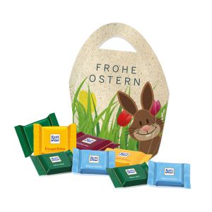 Premium Osterei Ritter SPORT (Graspapier) mit Werbebeduckung