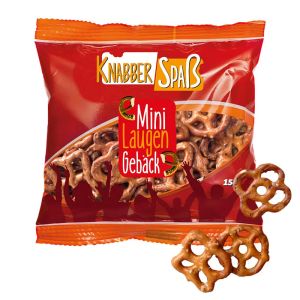 15 g Mini Laugengebäck im Portionstütchen mit Werbedruck