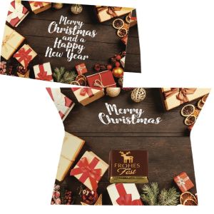 Weihnachtliche Schoko-Täfelchen in bedruckbarer Klappkarte