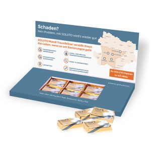 Mailing Lindt-Schokotäfelchen mit Werbedruck