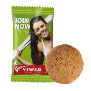 Dinkel-Chia Vollkornkeks im Flowpack mit Werbedruck