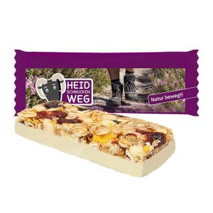 25 g Vanille-Cranberry Müsliriegel im Flowpack mit Werbedruck