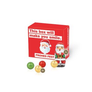 Santa Werbebox mit Fairtrade Schokolade und Rundum-Werbedruck