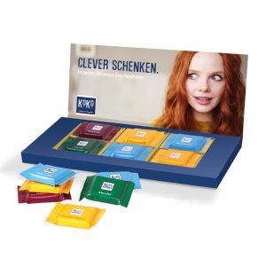 Präsentbox mit Ritter SPORT Quadretties und Werbedruck