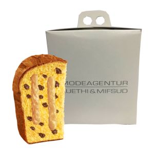750 g Panettone mit Schokoladenstückchen und Tiramisucreme in einer Faltschachtel mit Werbeanbringung
