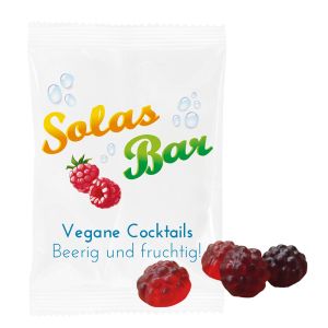 10 g Vegane BIO Beerenfrüchtchen im Werbetütchen mit Logodruck