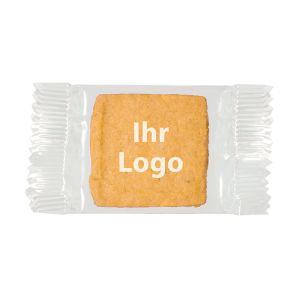6 g Logo Keks hell im transparenten Flowpack